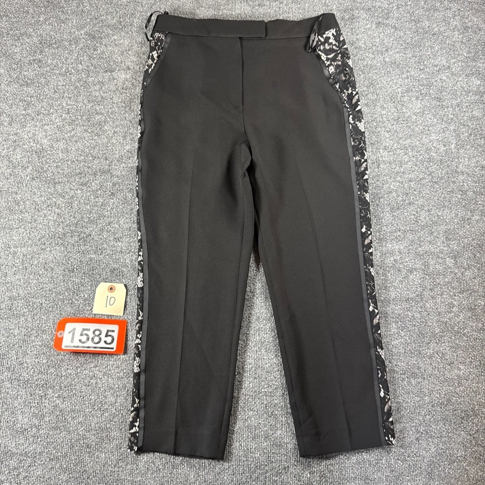 Coast black high-waisted lace trousers with a floral pattern Size 10